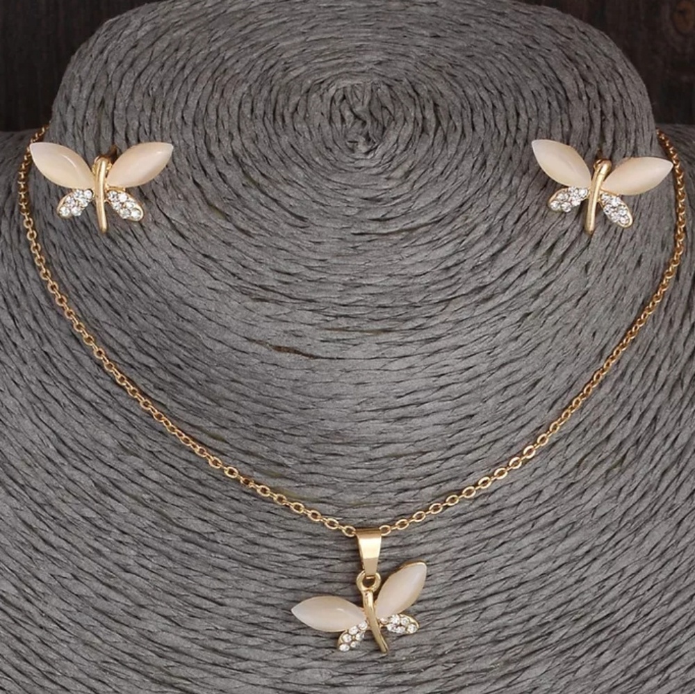 CZ Crystal Delicate Butterfly Earrings Set - Picture 2 of 5